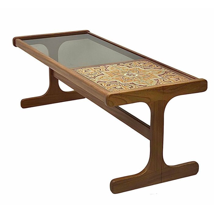 Vintage Danish Modern Solid Teak Tile Top Coffee Table UK Import