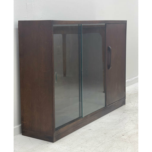 Vintage English Tiger Oak Bookcase Cabinet With Adjustable Shelf. UK Import
