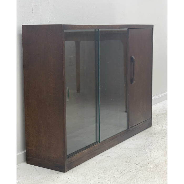 Vintage English Tiger Oak Bookcase Cabinet With Adjustable Shelf. UK Import