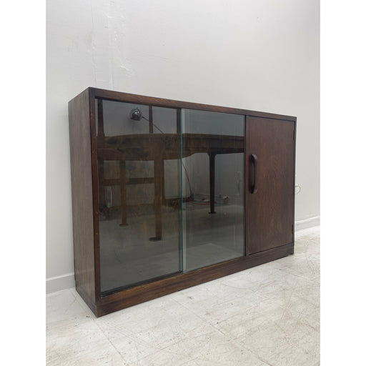Vintage English Tiger Oak Bookcase Cabinet With Adjustable Shelf. UK Import