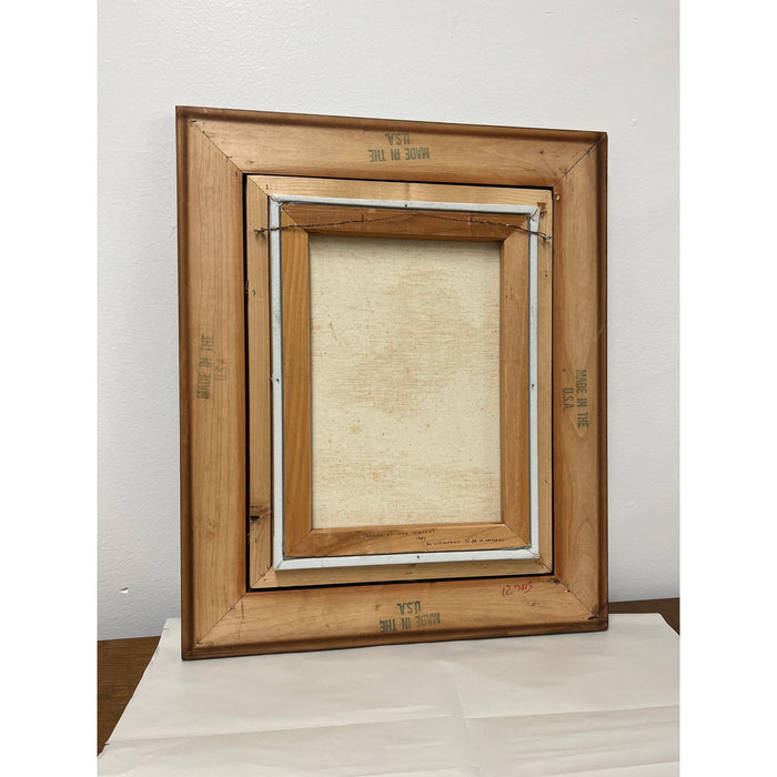 Vintage Framed Painting on Canvas Dt 1987 There is Artist Note on the Back titling the Piece ‘ Sunrise on the Tetors’ and Signed by WS Makuch