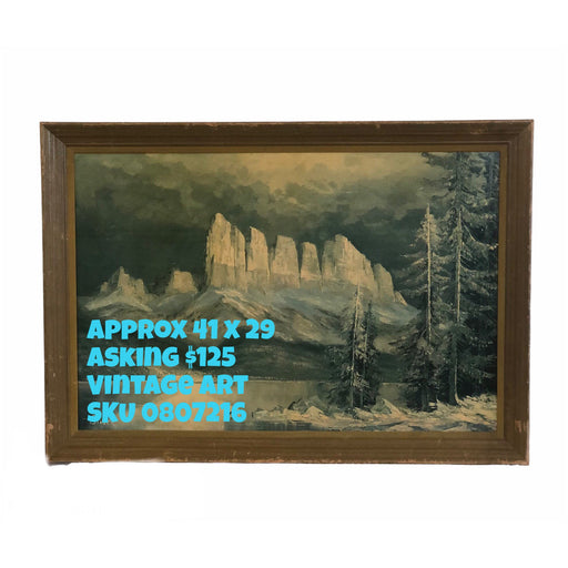 Vintage Framed Signed Art - Canyon Landscape