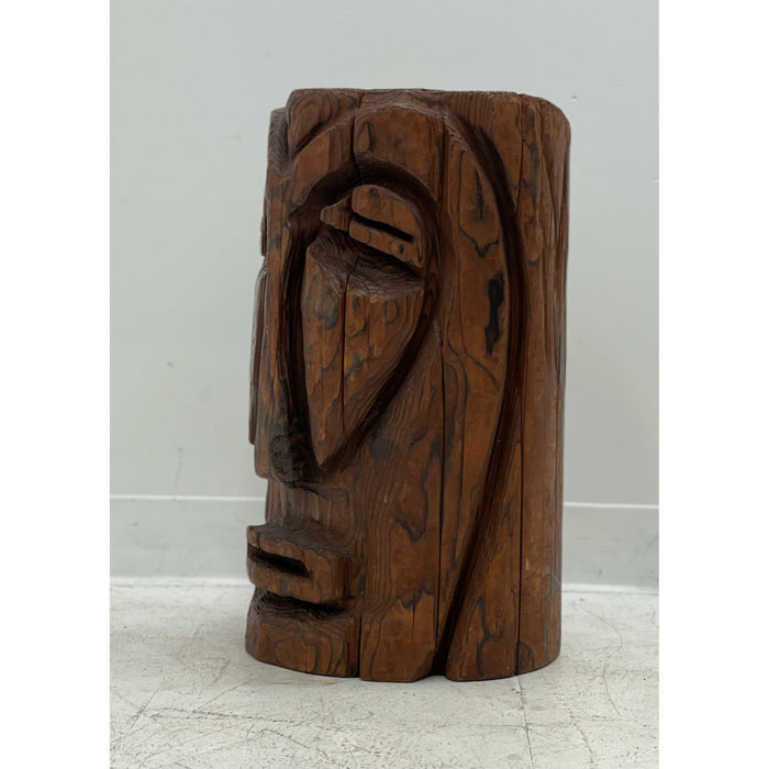 Vintage Hand Carved Wooden Plant Stand Table
