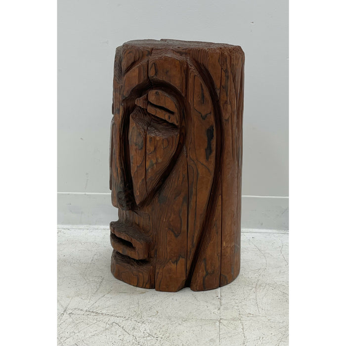 Vintage Hand Carved Wooden Plant Stand Table