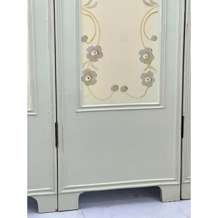 Vintage Hand Painted Three Panel French Wood Room Divider and or Space Partition Screen