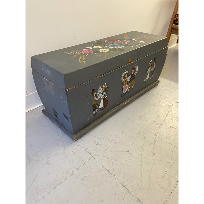 Vintage Hand painted Folk Art Wooden Chest