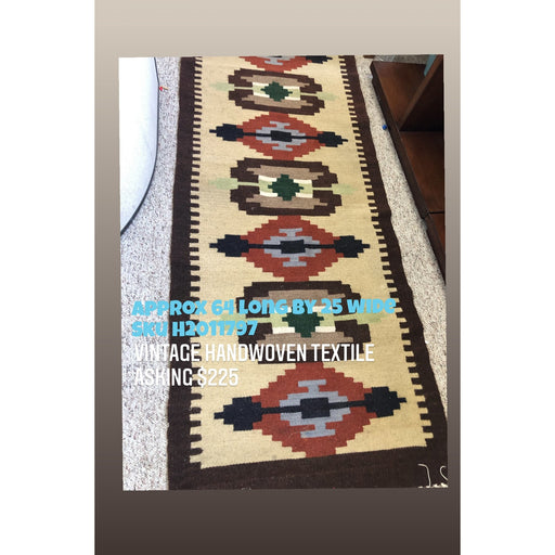 Vintage Handwoven Textile - Green Red Geometric ( Available by online purchase only )