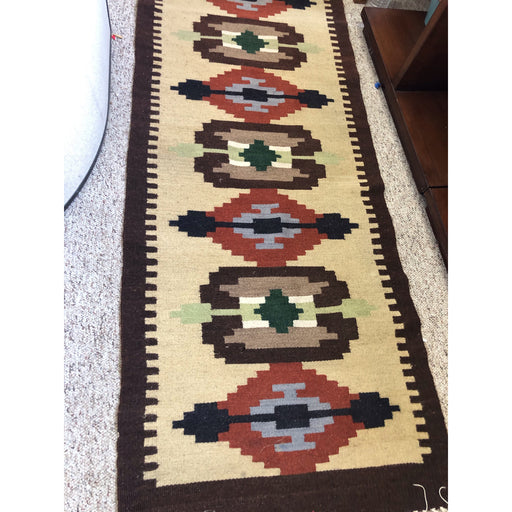 Vintage Handwoven Textile - Green Red Geometric ( Available by online purchase only )