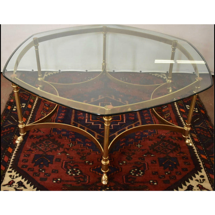 Vintage Hollywood Regency Labarge Brass and Glass Coffee Table (Available for Online Purchase Only)