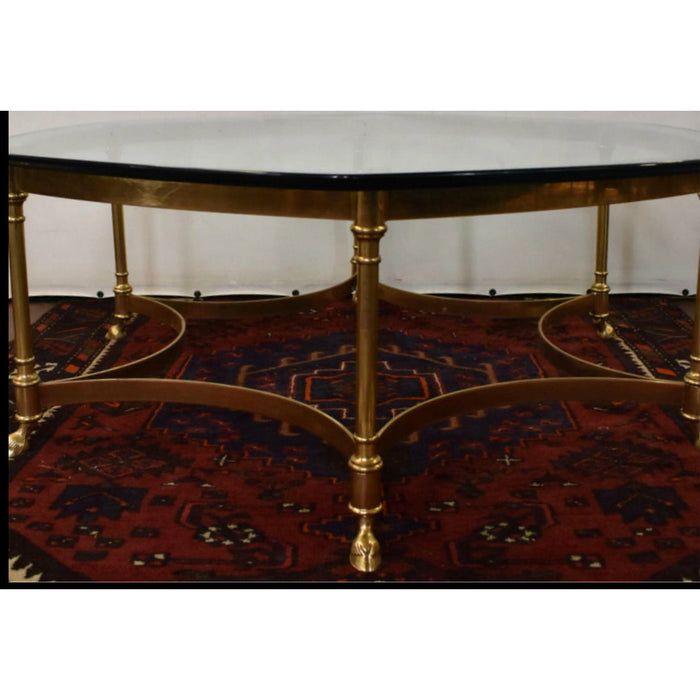 Vintage Hollywood Regency Labarge Brass and Glass Coffee Table (Available for Online Purchase Only)