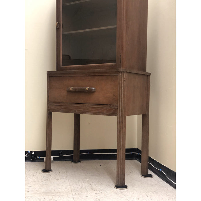 Vintage Mid Century Hutch Stand Glass Door Display Cabinet (Online Purchase Only)