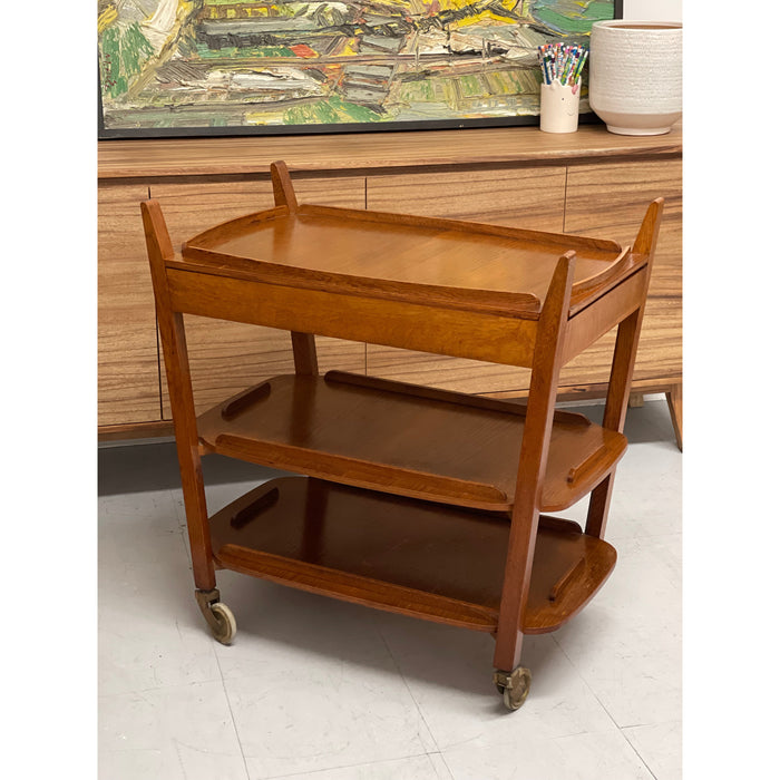 Vintage Mid Century Modern 3 Tiered Cart in the style of Poul Hundevad UK Import