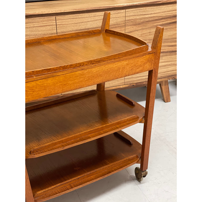 Vintage Mid Century Modern 3 Tiered Cart in the style of Poul Hundevad UK Import