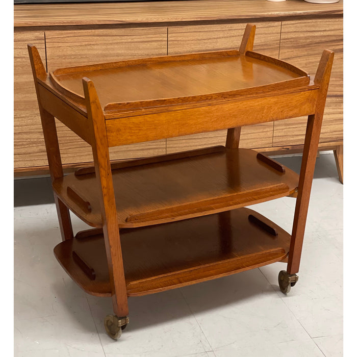 Vintage Mid Century Modern 3 Tiered Cart in the style of Poul Hundevad UK Import