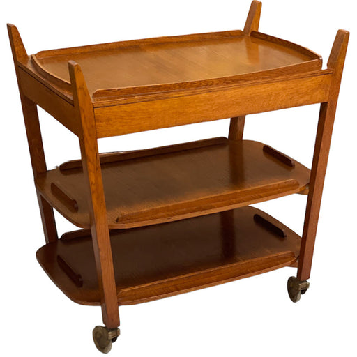 Vintage Mid Century Modern 3 Tiered Cart in the style of Poul Hundevad UK Import