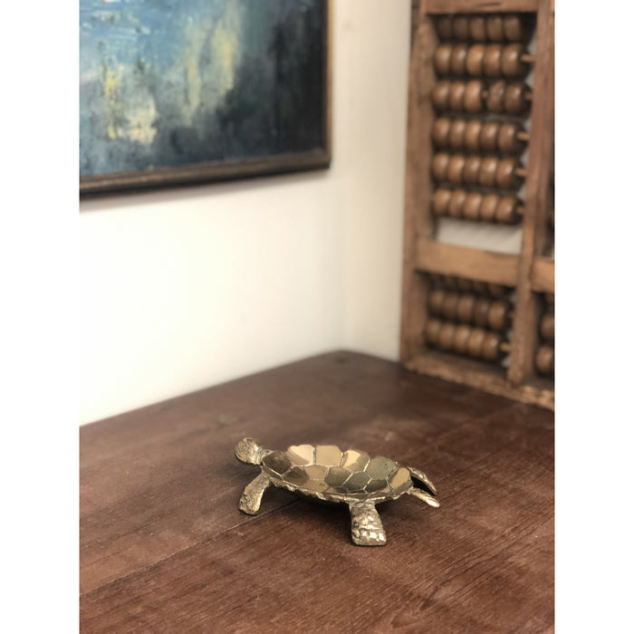 Vintage Mid Century Modern Deco Brass Turtle Dish