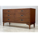Vintage Mid Century Modern Drexel Lowboy Dresser in Walnut Wood Tone with Dovetail Drawers and Original Hardware