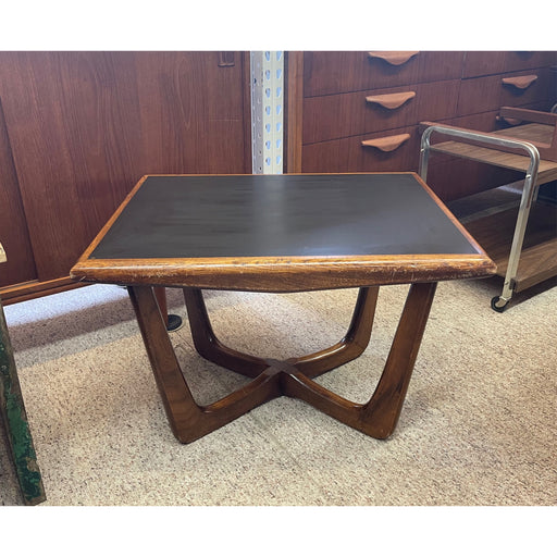Vintage Mid Century Modern Geometric Wooden Table w/ Vinyl Inlay(Available by online purchase only)