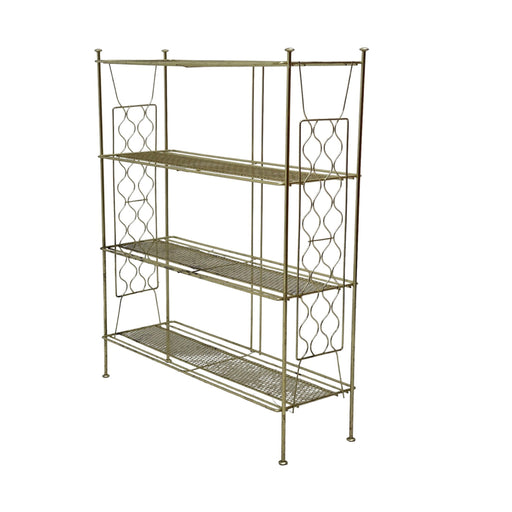 Vintage Mid Century Modern Gold Colored Metal Decorative Bookshelf or Plant Stand