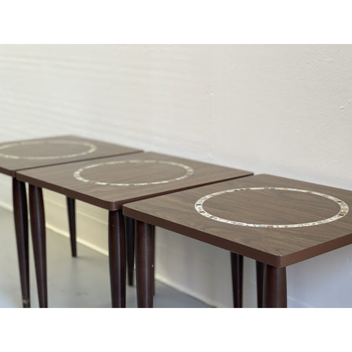 Vintage Mid Century Modern Mosaic Design Accent Table Trio