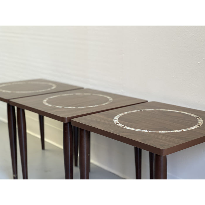 Vintage Mid Century Modern Mosaic Design Accent Table Trio