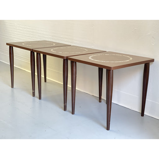 Vintage Mid Century Modern Mosaic Design Accent Table Trio