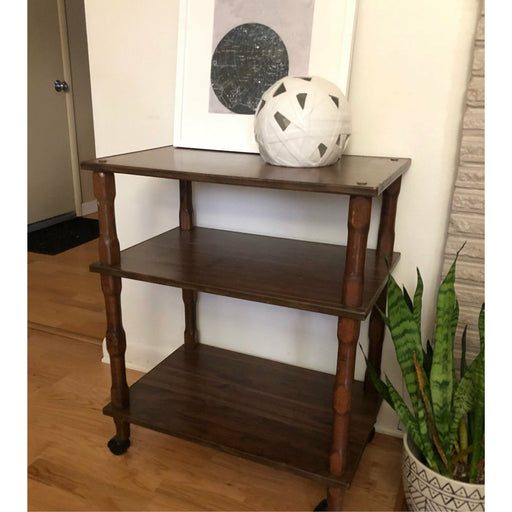 Vintage Mid Century Wooden Shelving Bar Cart