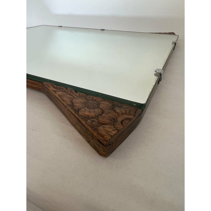 Vintage Mirror Art Deco Style with Floral Carvings Possibly Circa 1950s - 1970s