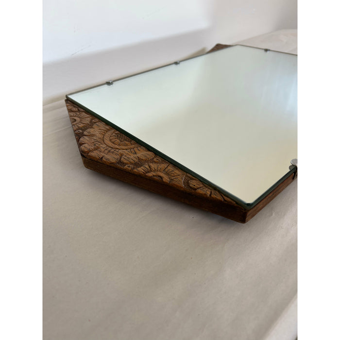 Vintage Mirror Art Deco Style with Floral Carvings Possibly Circa 1950s - 1970s