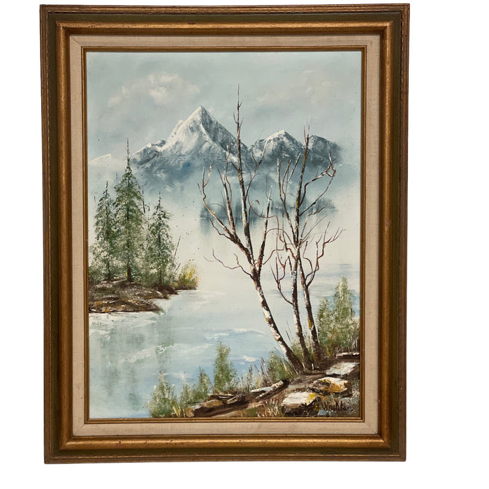 Vintage Painting of Winter Landscape