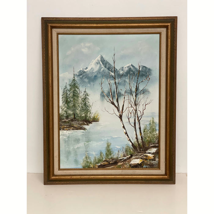 Vintage Painting of Winter Landscape