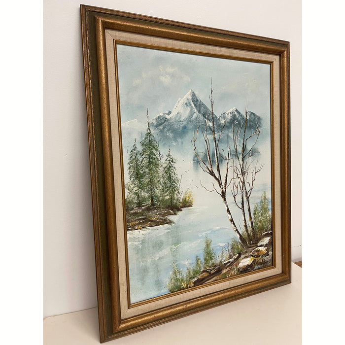 Vintage Painting of Winter Landscape