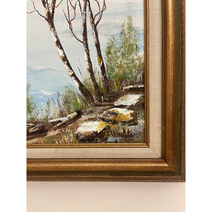 Vintage Painting of Winter Landscape