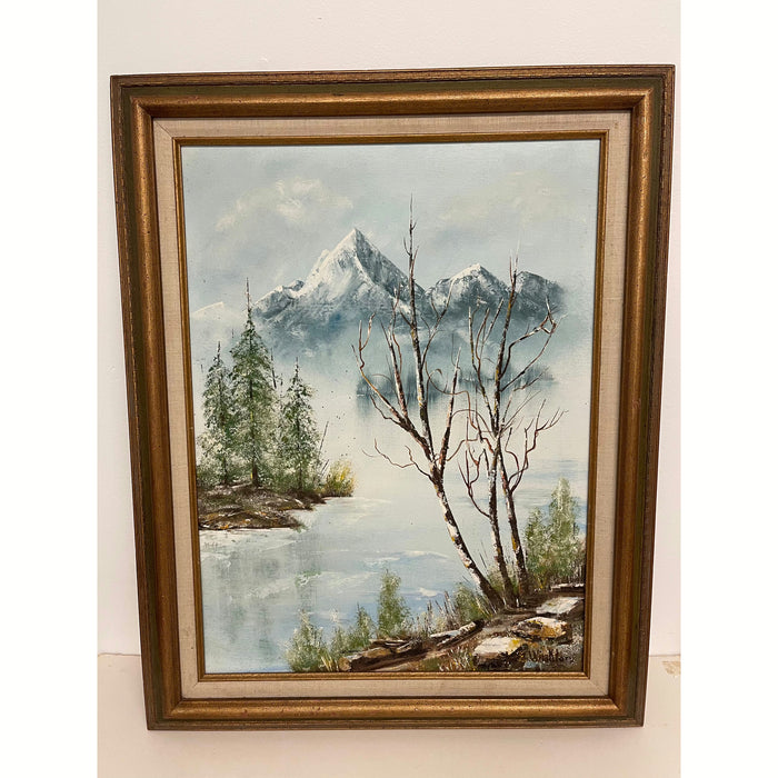 Vintage Painting of Winter Landscape