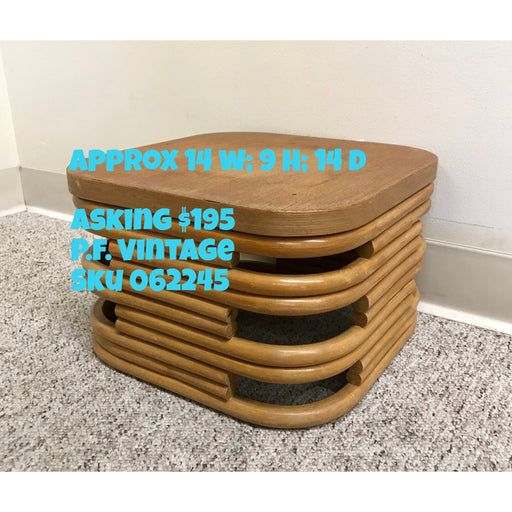 Vintage Paul Frankl Stacked Rattan Square Mini Accent Table