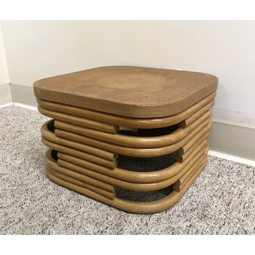Vintage Paul Frankl Stacked Rattan Square Mini Accent Table
