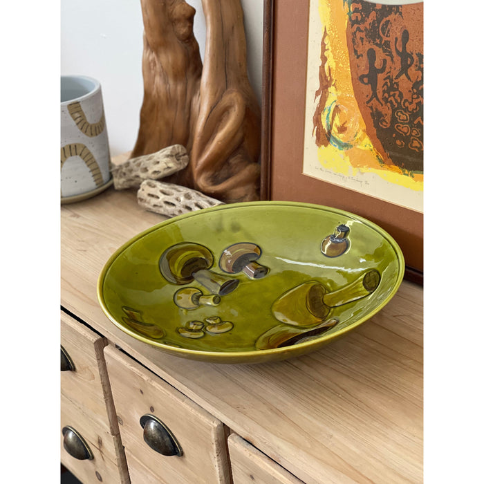 Vintage Plate with Mushroom Design with Interesting Glaze