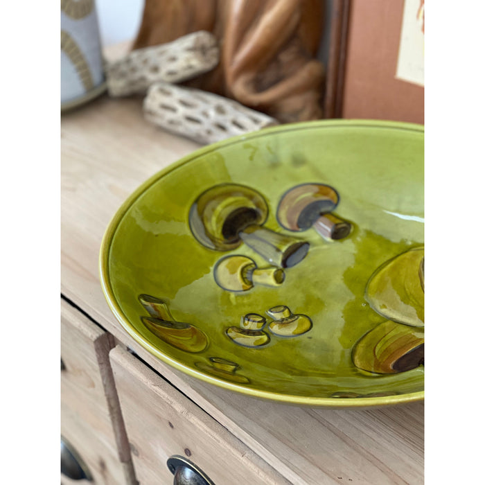 Vintage Plate with Mushroom Design with Interesting Glaze