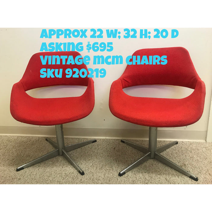 Vintage Red Retro Lounge Office Chairs. Set of 2(Available by online purchase only)