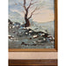 Vintage Signed Painting of Winter Cabin on Canvas
