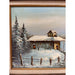 Vintage Signed Painting of Winter Cabin on Canvas
