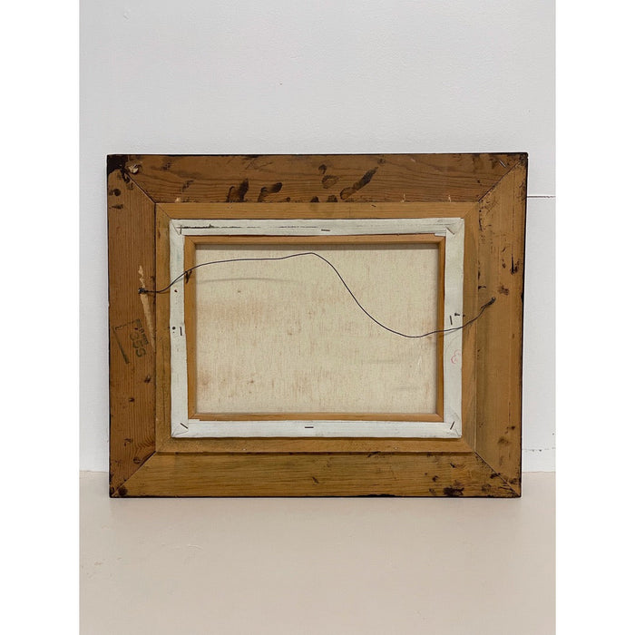 Vintage Signed Painting of Winter Cabin on Canvas