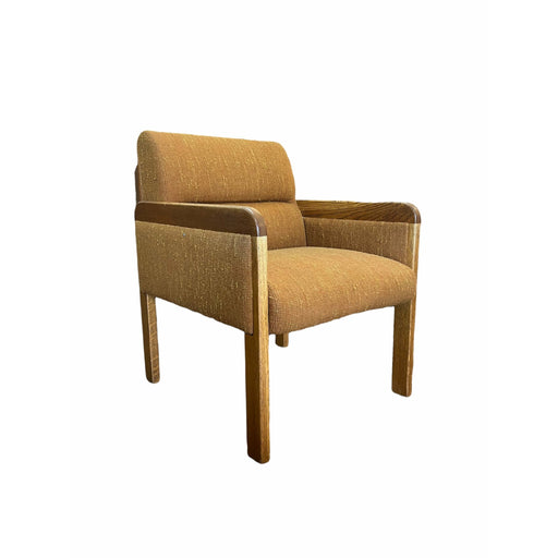 Vintage Solid Oak Upholstered Mid Century Modern Sofa Chair (Available for Online Purchase Only)