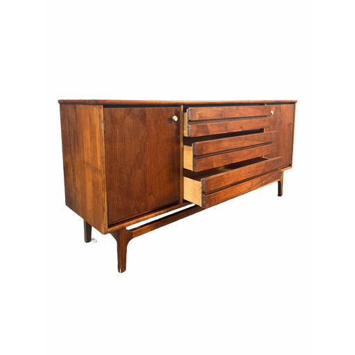 Vintage Stanley Mid Century Modern Credenza Dovetailed Louvered Front Drawers (Available for Online Purchase Only)