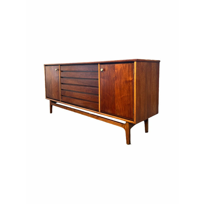 Vintage Stanley Mid Century Modern Credenza Dovetailed Louvered Front Drawers (Available for Online Purchase Only)