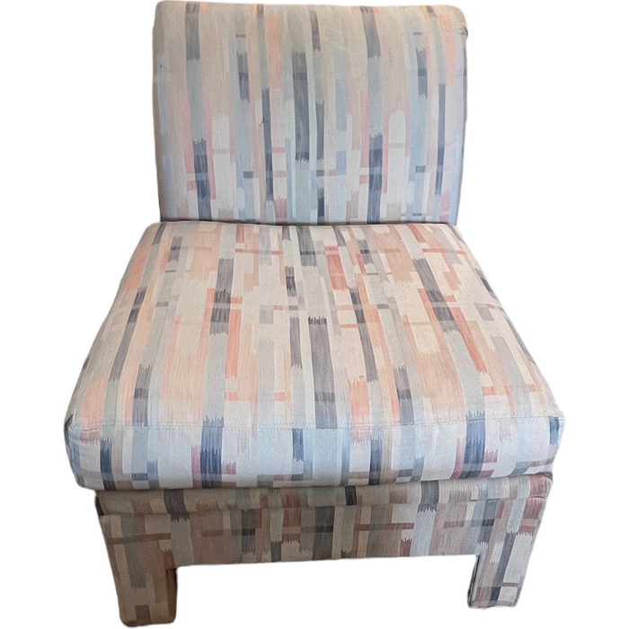 Vintage Upholstered Mid Century Modern Sofa Chair with Ottoman (Available for Online Purchase Only)