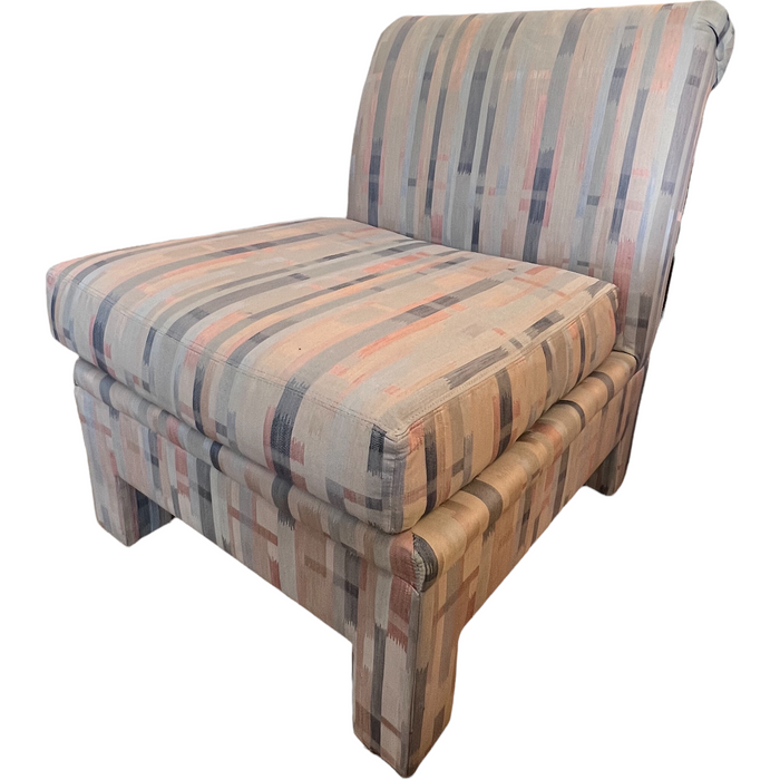 Vintage Upholstered Mid Century Modern Sofa Chair with Ottoman (Available for Online Purchase Only)