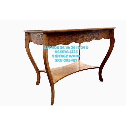 Vintage Wooden Side Table with Ornamental Carved Detail (Available for Online Purchase Only)