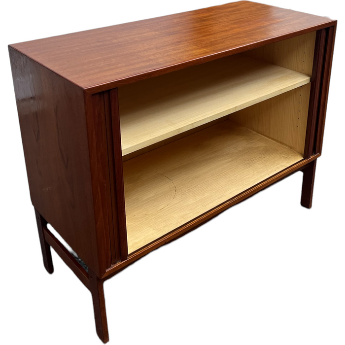 Vintage Imported Danish Modern Tambour Door Credenza or Record Cabinet (Available by Online Purchase Only)