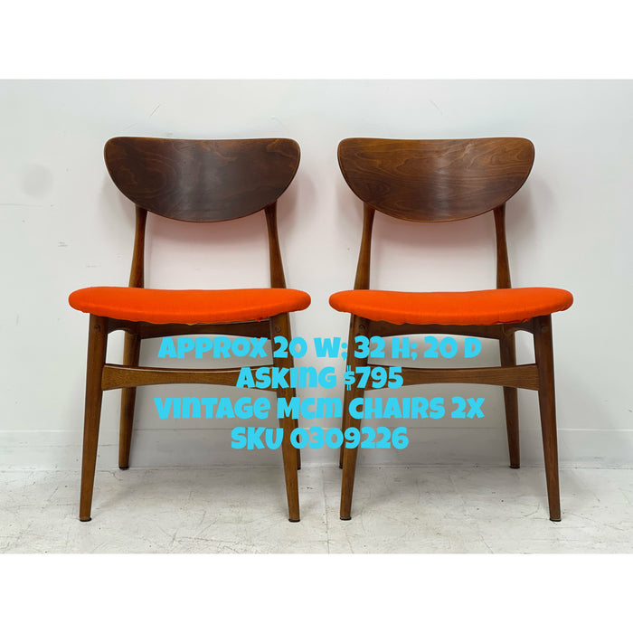 Vintage Mid Century Modern Chairs Set Of 2